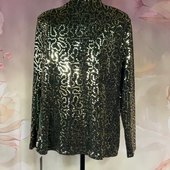 BLUE SAGE - *NWT* - 2-Piece gold sequin sleeveless top and jacket. Size L - Picture 3 of 9